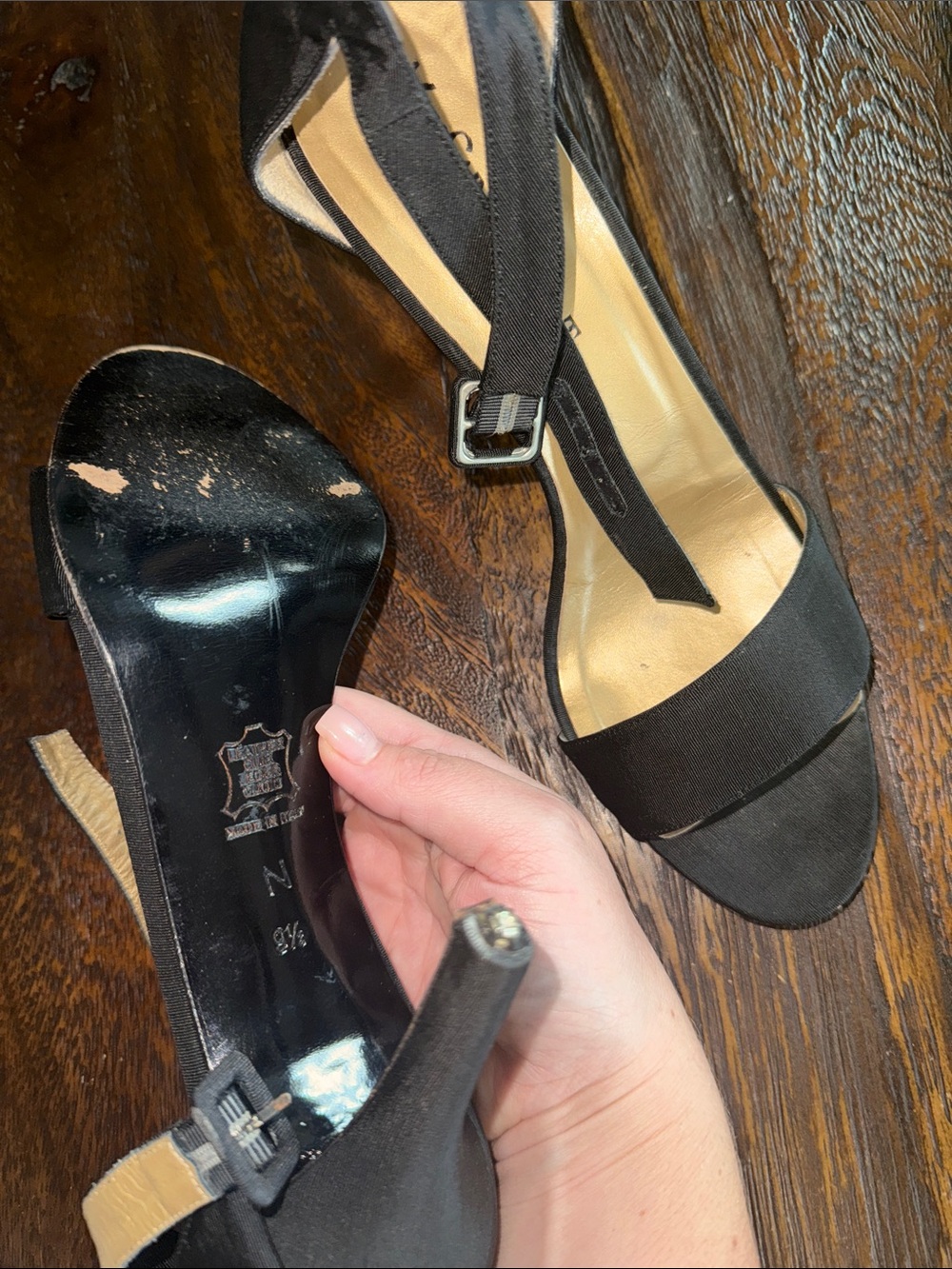 Yves Saint Laurent Black Satin Open-Strap Heels - Picture 3 of 4